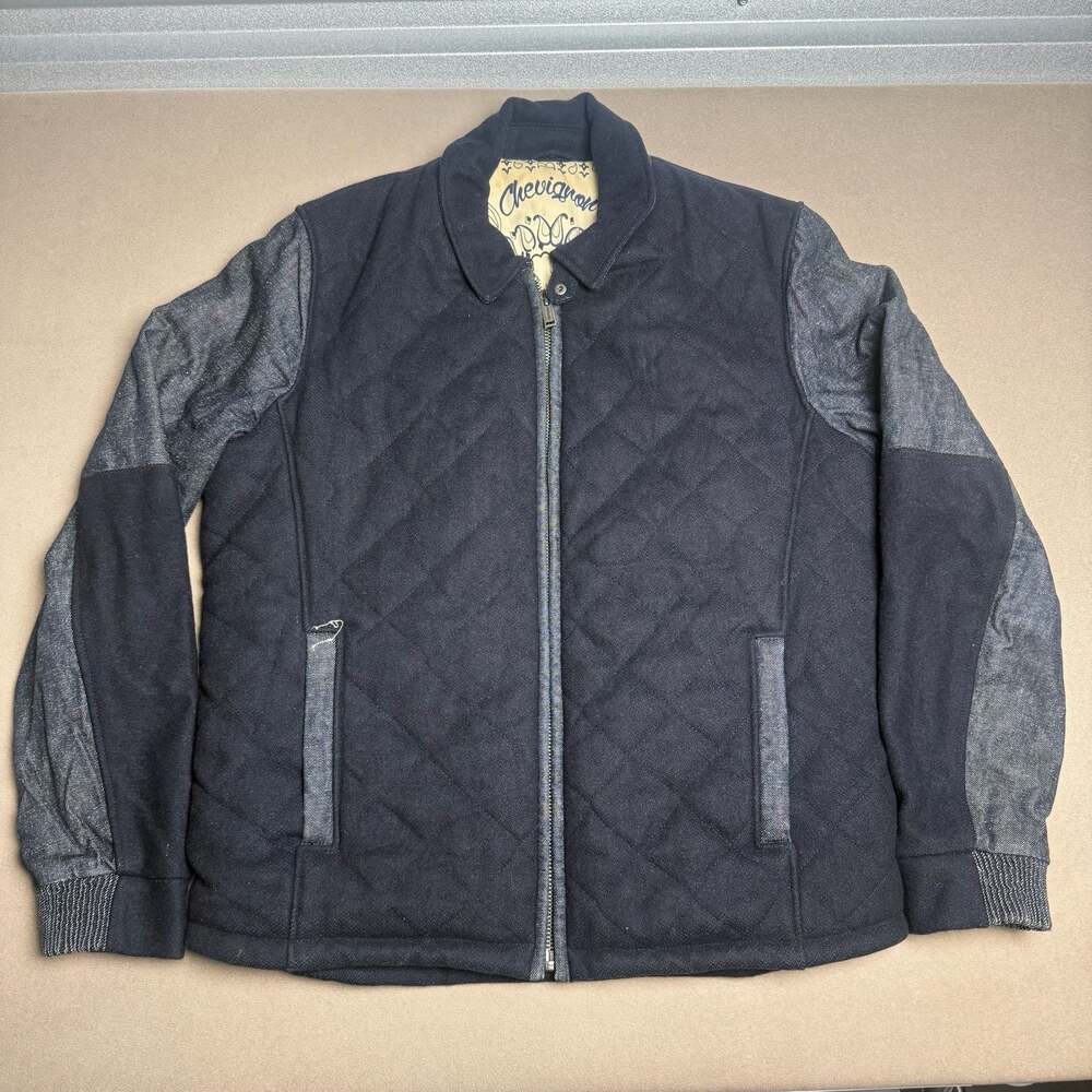 Chevignon Conquest Blouson Veste Quilted Denim-Sleeve Jacket